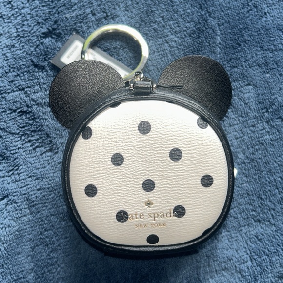 Kate Spade Black and White Polka Dot Coin Purse with Red Bow - Picture 4 of 7